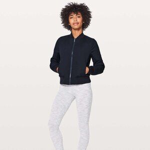 Lululemon Women's Midnight Navy Non-Stop Full-Zip Reversible Bomber Jacket Sz 2